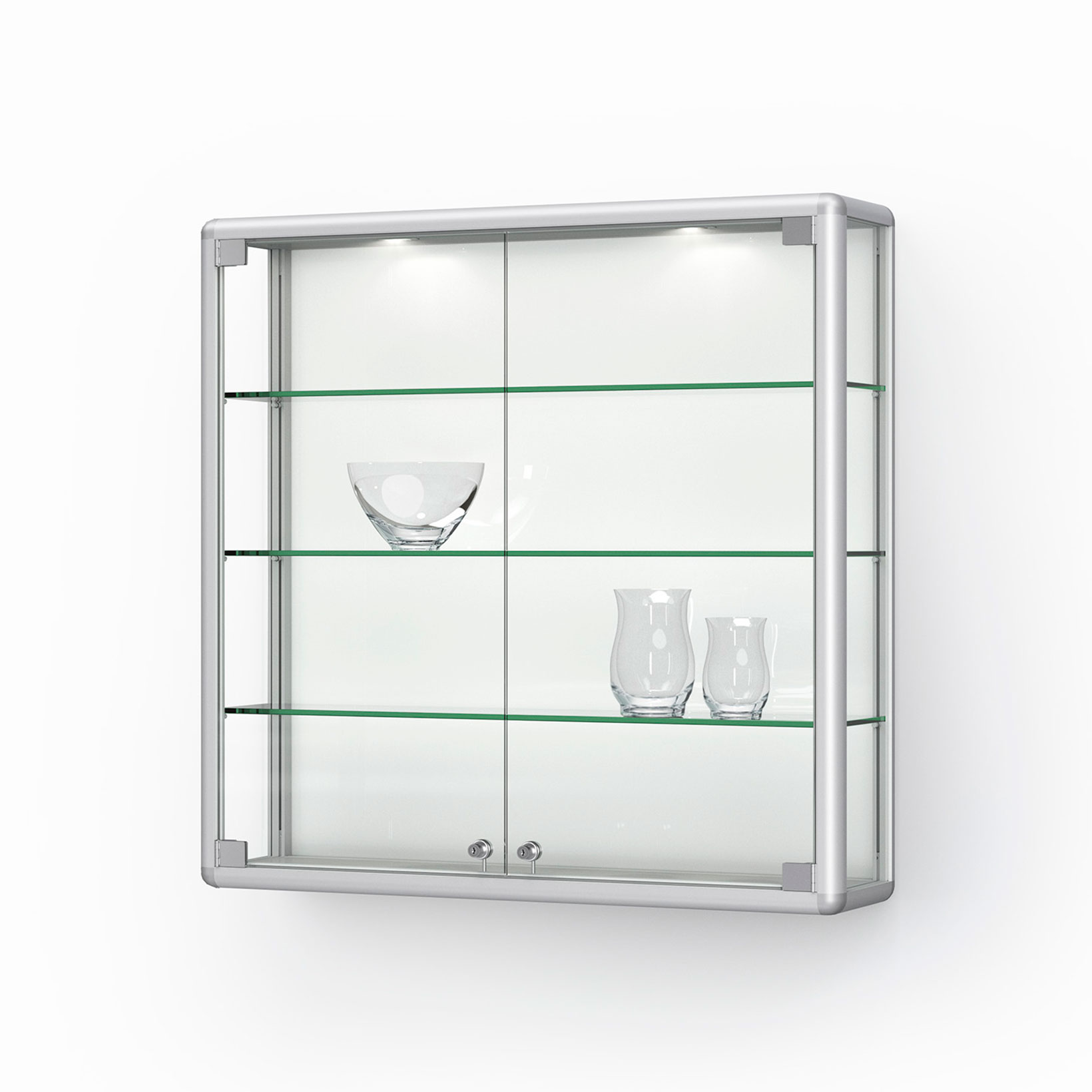 Vitrine, Glasregal, Wandvitrine, Glasboden, Dekor Glasvitrine, Vitrine, Glasregal, Wandregal, Metallrahmen, Glasshelf