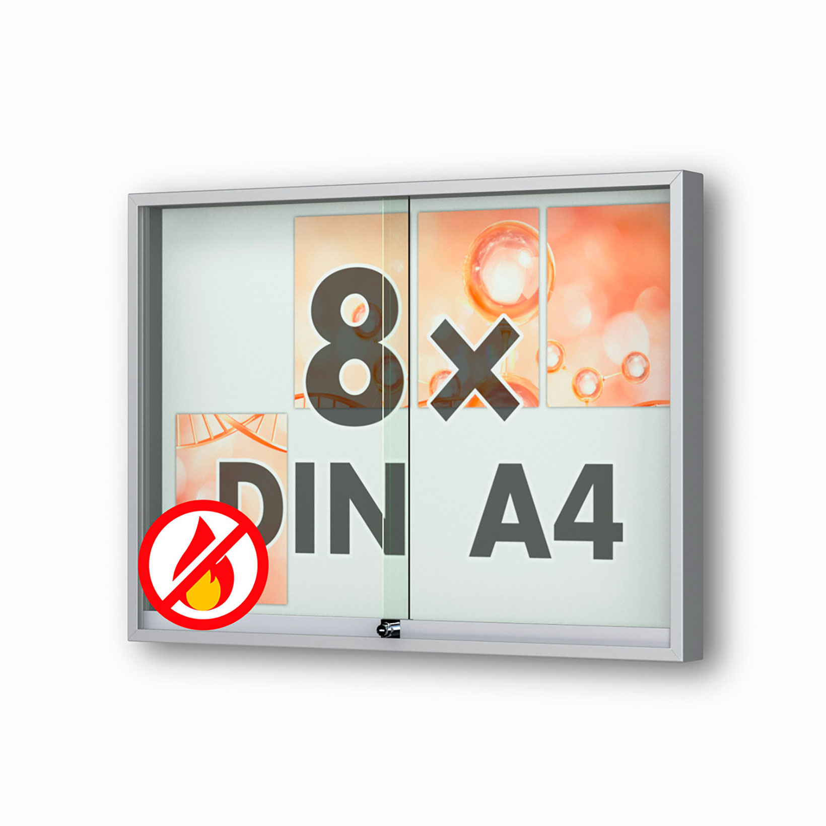 8 x DIN A4 Schaukasten Fortis mit Schiebetüren - 80 mm Bautiefe 8 x DIN A4 Schaukasten Fortis mit Schiebetüren - 80 mm Bautiefe